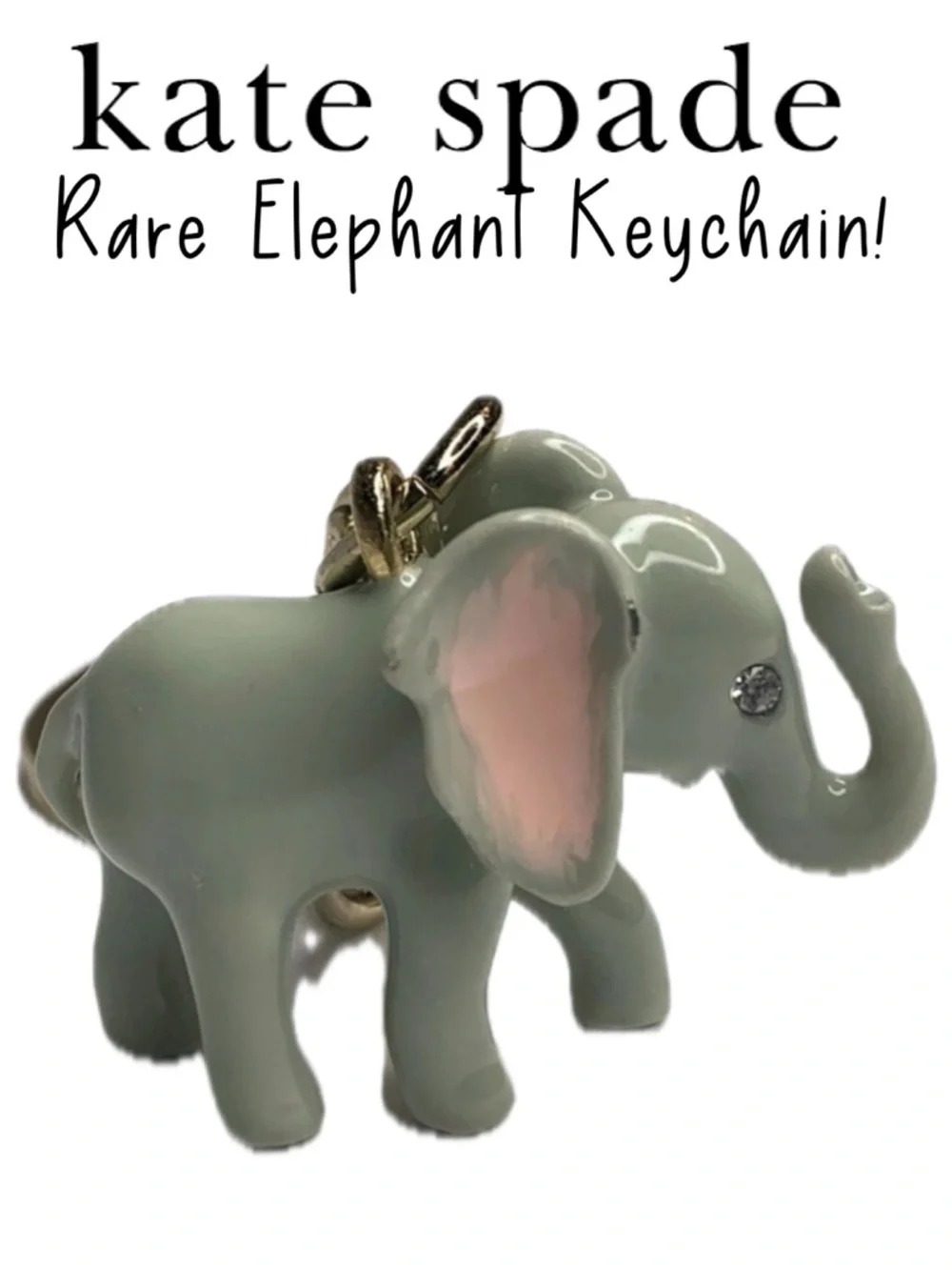 Kate Spade Gray Elephant 🐘 Keychain Fob RARE